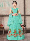 Sky Blue Colour Aaradhna Vol 6 Exclusive Wedding Wear Net Embroirdery And Codding Work Kids Lehenga Choli Collectioin Aaradhna 133